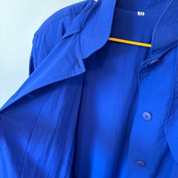 Vintage Women's Full Length, Cobalt Blue, Lined Trench Coat, Circa 1980s, SZ 12 - Picture 9 of 9